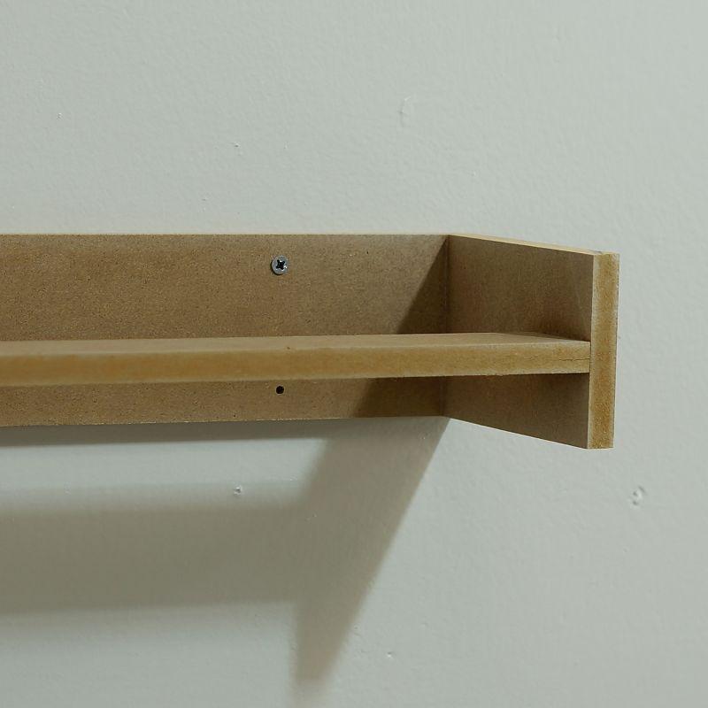 Natural Brown Wood Floating Wall Shelf