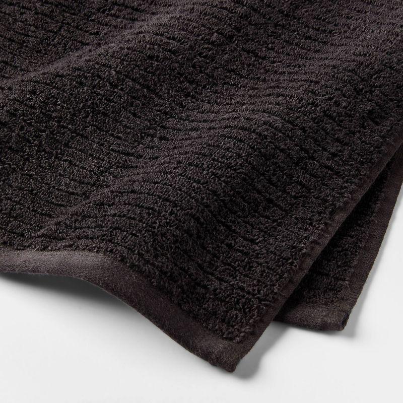 2pk Quick Dry Ribbed Bath Towel Set Washed Black - Threshold™: Cotton Terry, Midweight, OEKO-TEX Certified