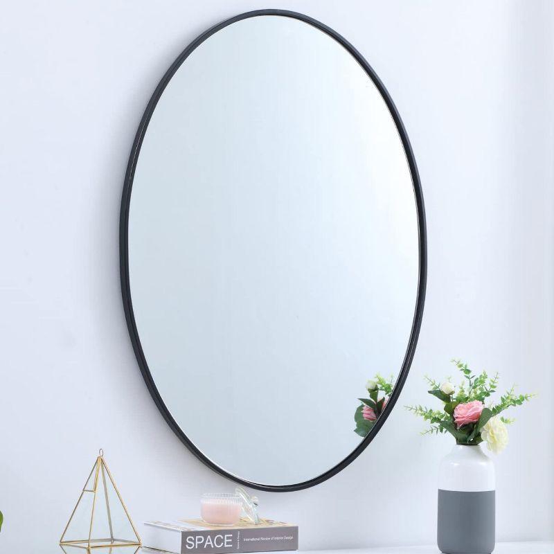 Elegant Lighting Metal frame oval mirror 40 inch in Black