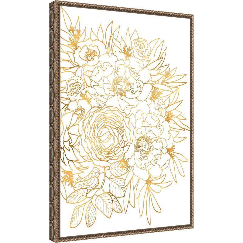 Amanti Art Rose floral art in gold by Rosana Laiz Blursbyai Canvas Wall Art Print Framed 16 x 23-in.