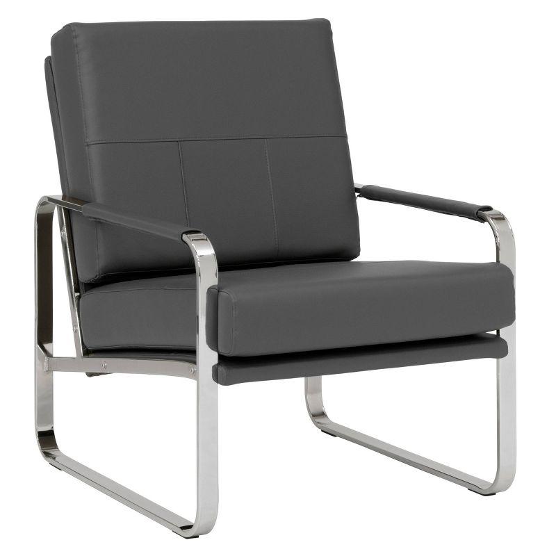 Allure Modern Blended Leather Accent Arm Chair Smoke Gray/Chrome - Studio Designs Home: Chrome-Finished, Comfortable Seating