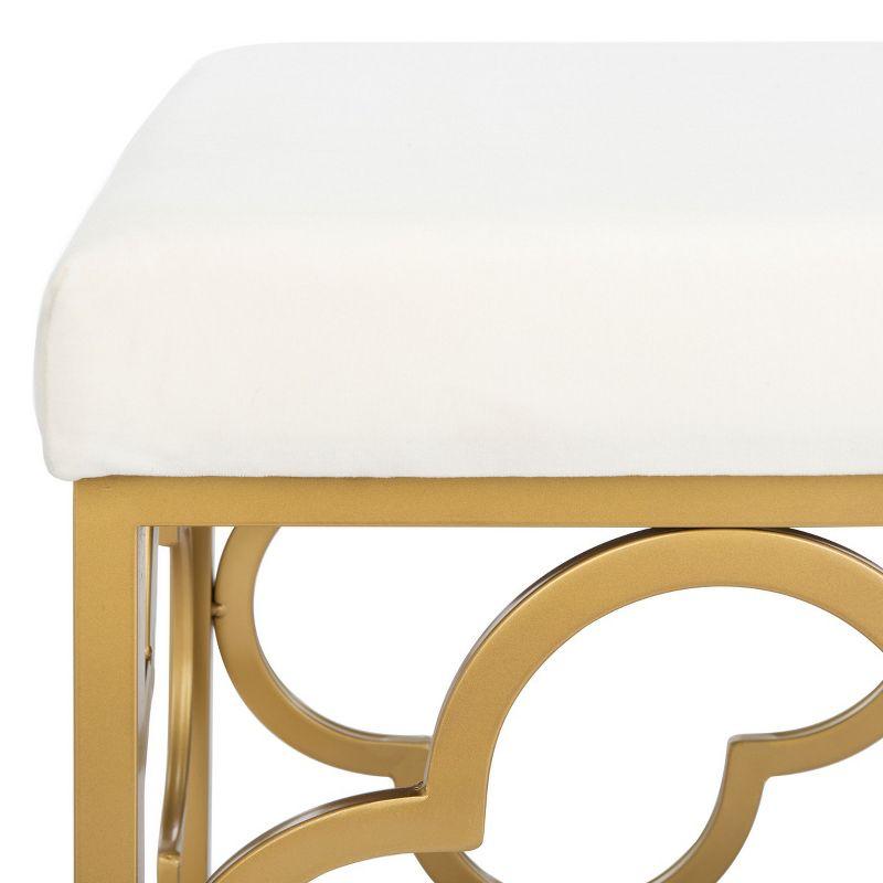 Elegant Gold and White Quatrefoil Storage Bench