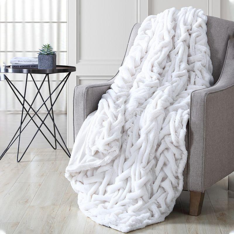 Modern Threads Luxury Solid Braided Faux Fur Throw, 50 x 60.