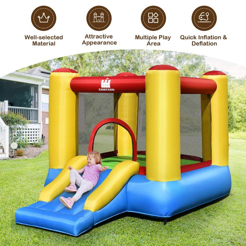 Costway Inflatable Bouncer Kids Bounce House Jumping Castle Slide with 480W Blower