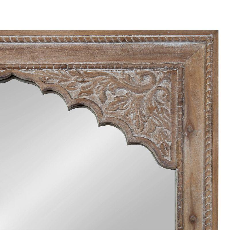 24" x 36" Shivani Wood Framed Decorative Wall Mirror Rustic Brown - Kate & Laurel All Things Decor: Bohemian Vintage Style