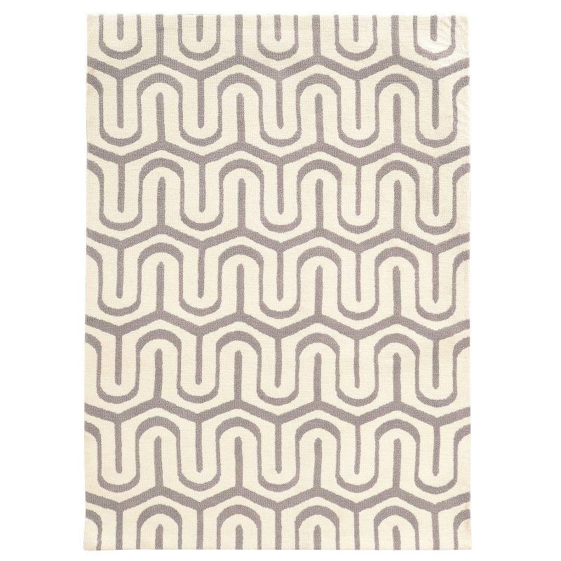 Goldenrod and Ivory Geometric Tufted Accent Rug 5' x 7'