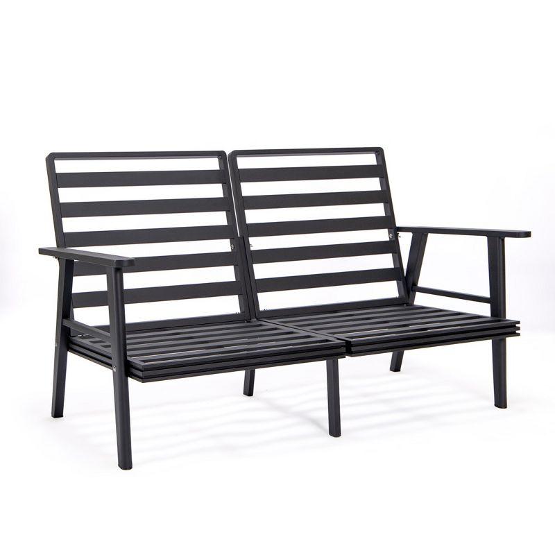 Leisuremod Walbrooke Modern Polyester Loveseat with Black Aluminum Frame and Removable Cushions (Light Grey)