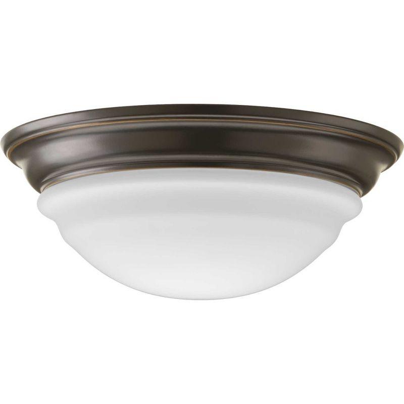 Progress Lighting, Etched Glass, 1-Light, LED Flush Mount, Brushed Nickel, Steel, Damp Rated, Dimmable, Canopy Included