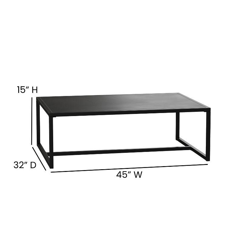 Flash Furniture Brock Outdoor Patio Coffee Table Commercial Grade Black Coffee Table for Deck, Porch, or Poolside - Steel Square Leg Frame