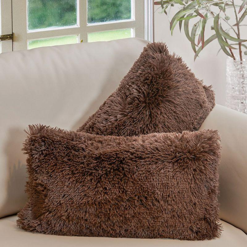 Cheer Collection Cheer Collection Shaggy Hair Decorative Throw Pillows (Set of 2)