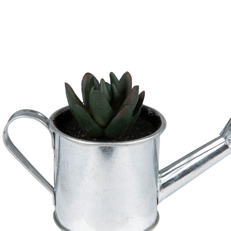 Northlight 4" X Pachyveria Succulent in Water Can Artificial Potted Plant - Green/Silver