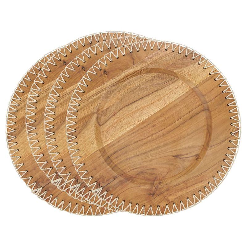 Sousplat Collection Acacia Wood - Jute No Pattern Charger (Set of 4)