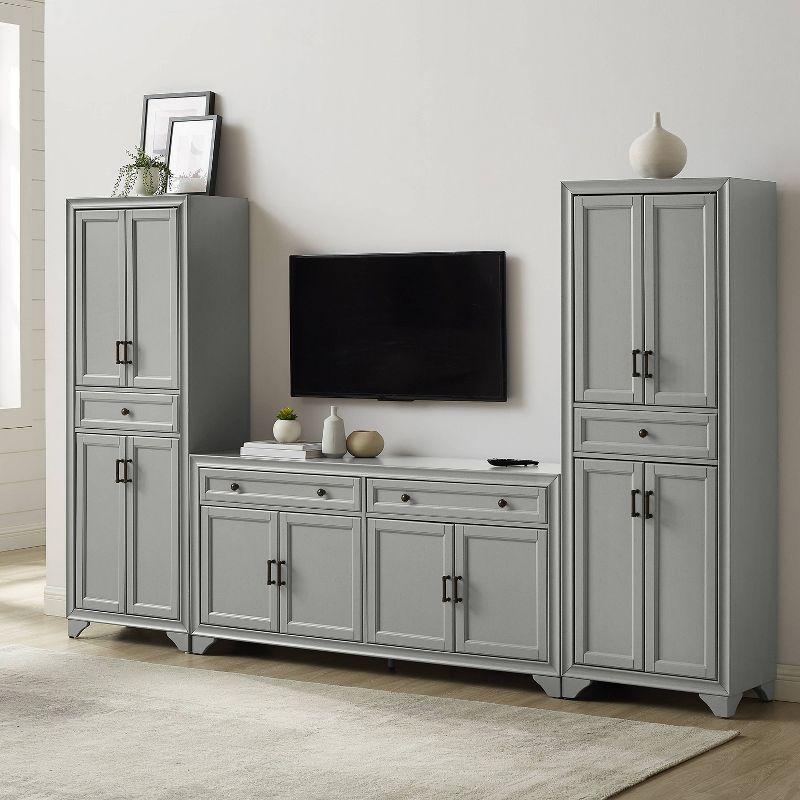 Distressed Gray Modern Farmhouse Entertainment Center with Cabinet