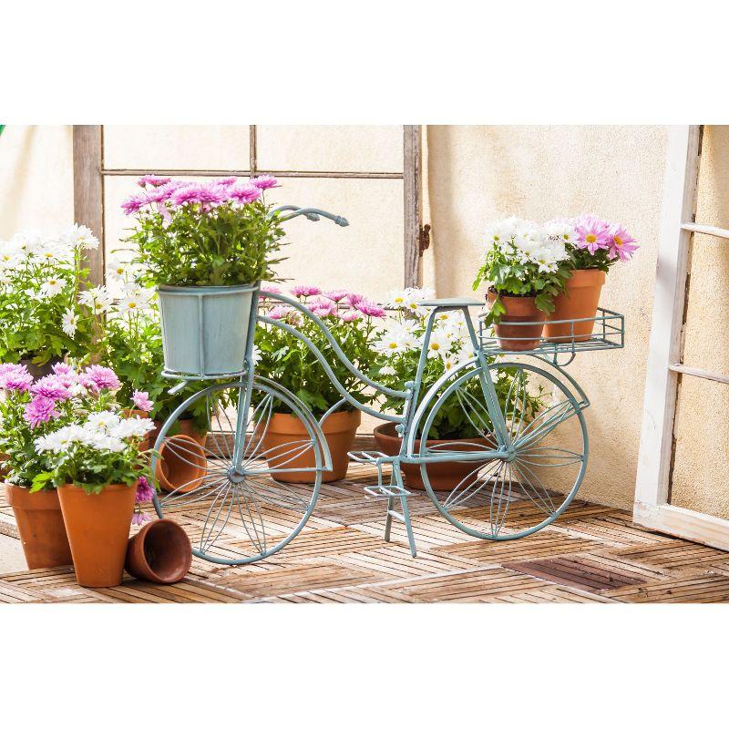 Evergreen Vintage Teal Bicycle Planter Outdoor Safe Decor