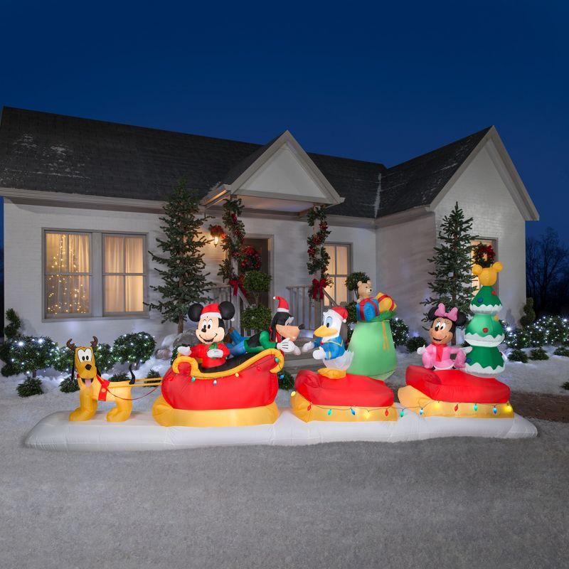 Animated Christmas Inflatable Mickey and Friends Sleigh Scene, 6 ft