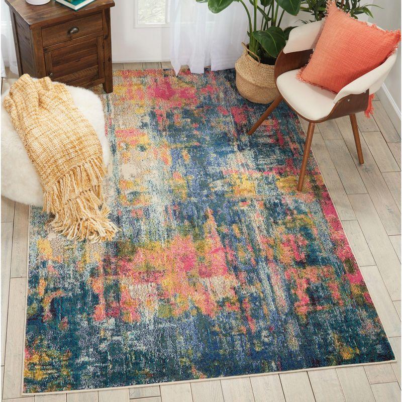 Nourison Celestial 5'3" x 7'3" (5' x 7') Blue/Yellow Indoor Area Rug Colorful Contemporary Abstract by Nourison