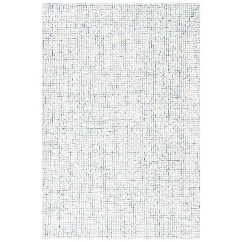 Handmade Blue and Ivory Abstract Wool Area Rug