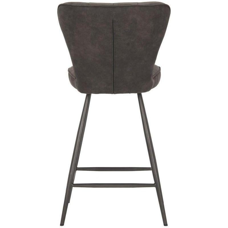 Ashby 26"H Mid-Century Modern Leather Tufted Swivel Counter Stool (Set of 2) - FOX1702 - Grey - Safavieh Couture