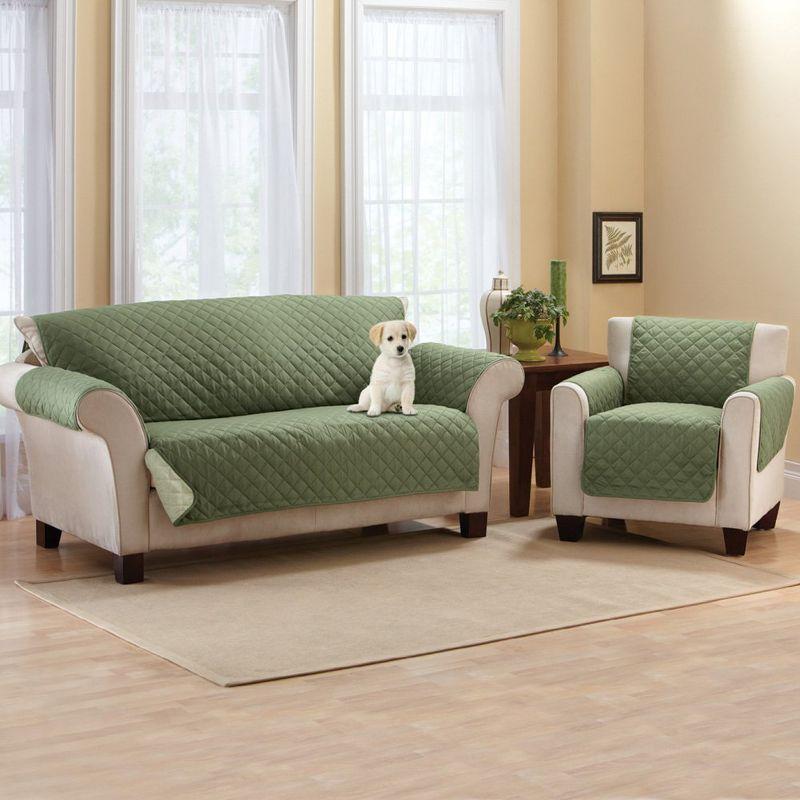 Olive and Sage Reversible Quilted Sofa Protector