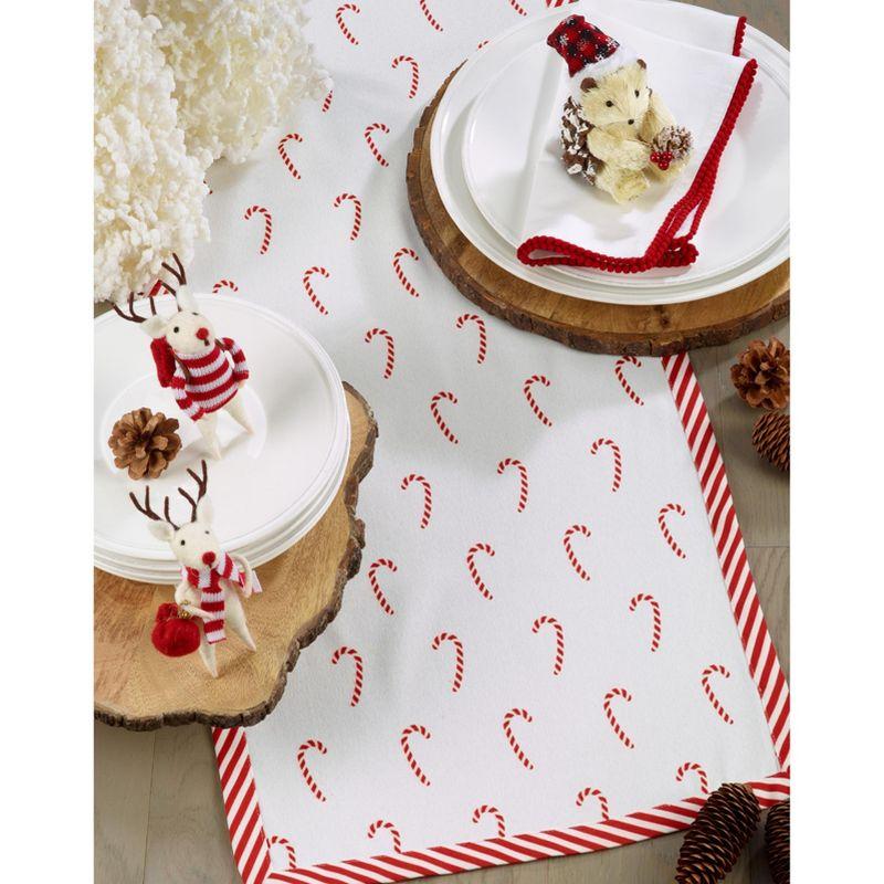 Saro Lifestyle Christmas Table Runner With Candy Cane Border, Red, 16" x 108"