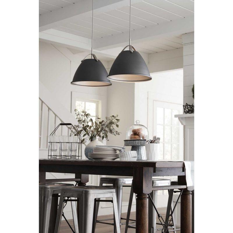 Progress Lighting, Tre Collection, 1-Light Pendant, Graphite, White Dome, Vintage Silver Shade