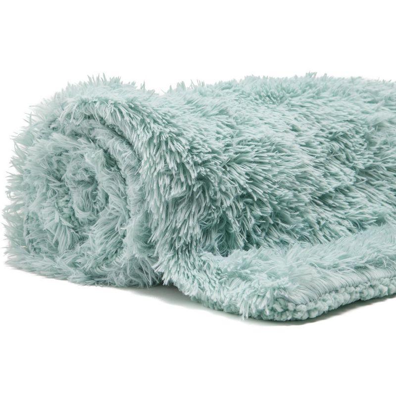 Chanasya Solid Faux Long Fur Fuzzy Throw Blanket