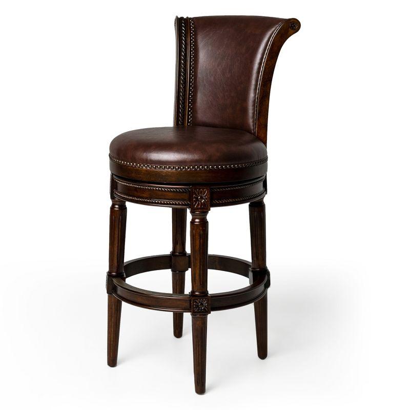 Pullman Dark Walnut 31" Swivel Bar Stool with Vegan Leather