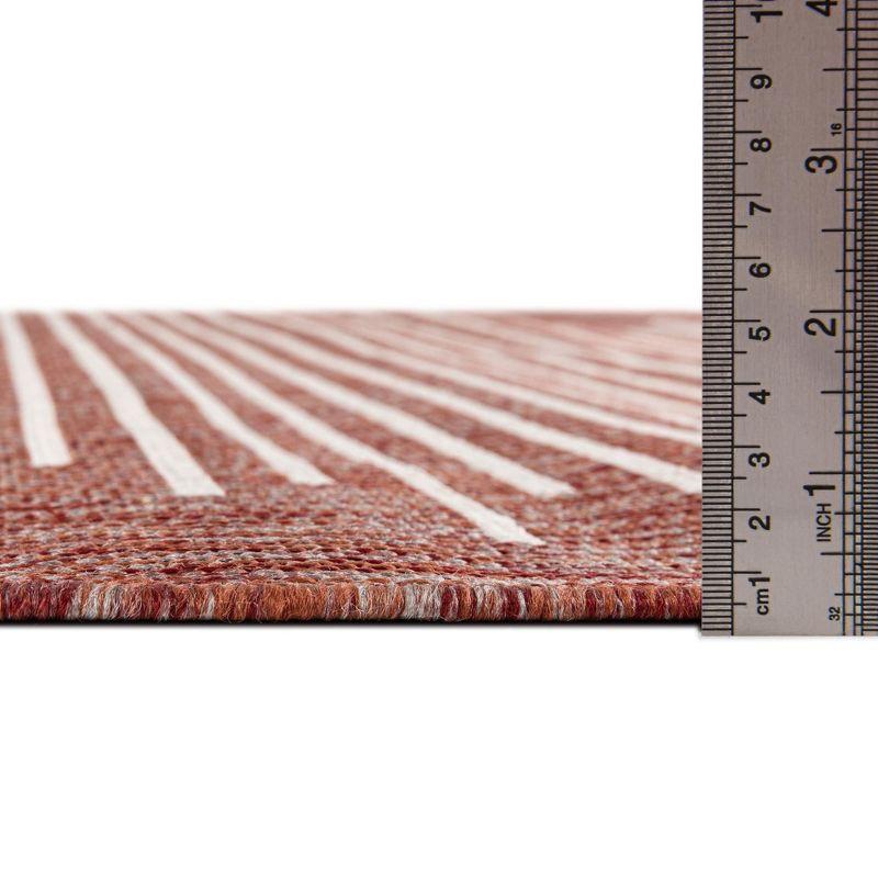 Rust Red and Ivory Rectangular Outdoor Synthetic Area Rug 4' x 6'