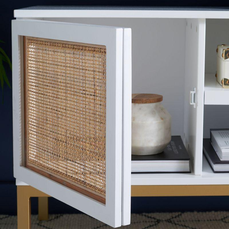 Zadie 2 Shelf Rattan Media Stand - MED5009 - White/Gold - Safavieh