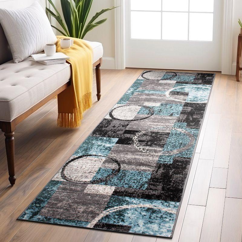 World Rug Gallery Abstract Circle Area Rug - GRAY 2'7"x10'