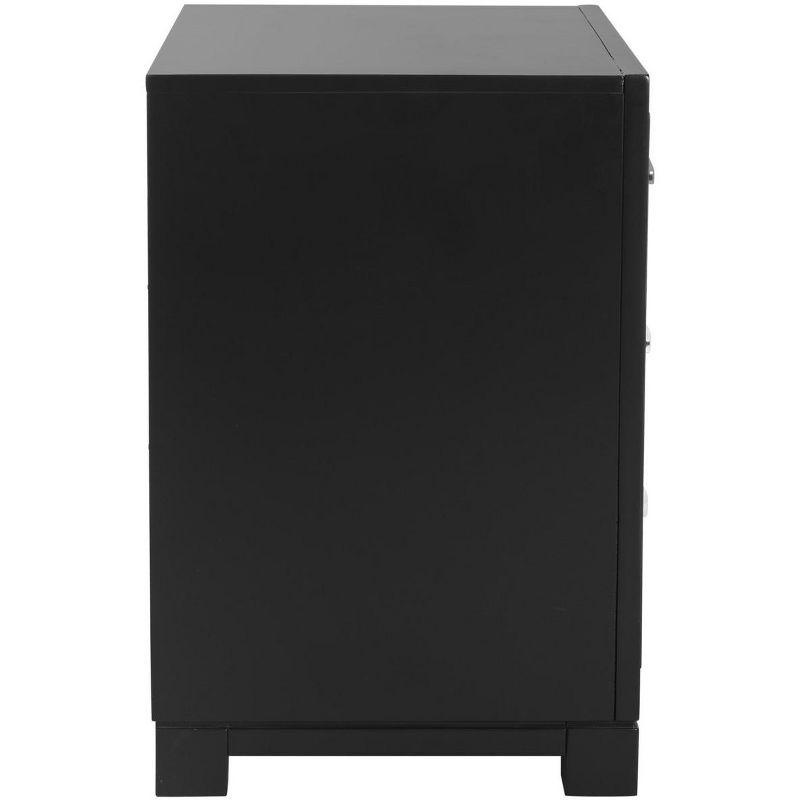 Raina 3 Drawer Greek Key Nightstand - FOX6278 - Black - Safavieh Couture