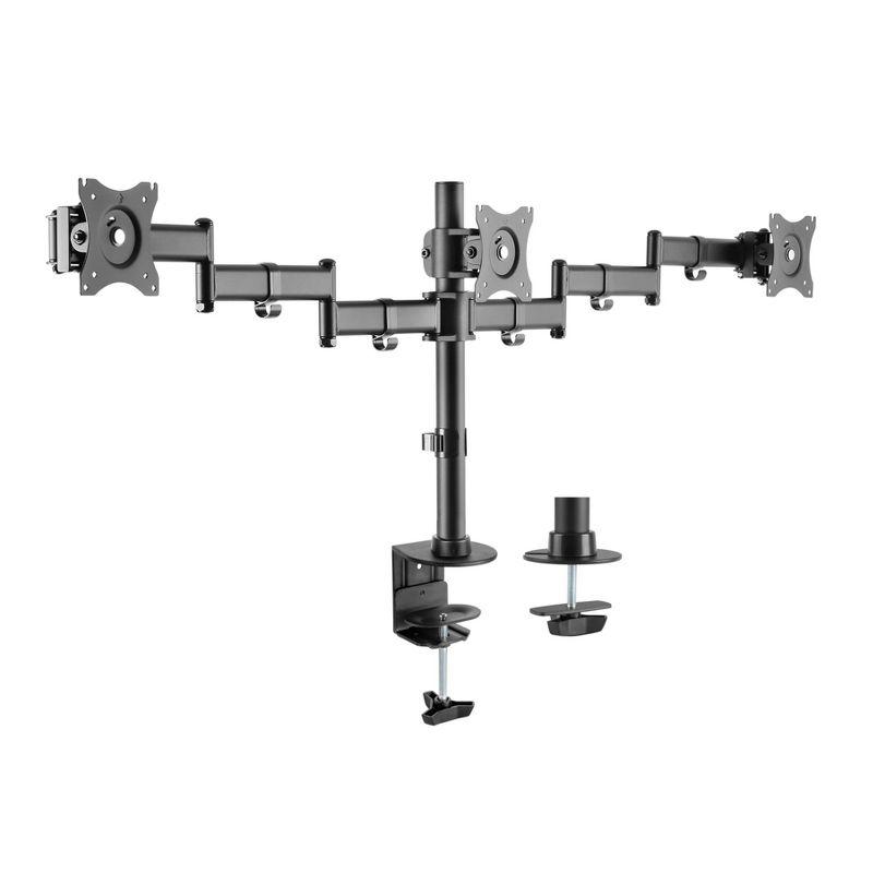 Triple Monitor Desk Mount TV Stand: VESA Compatible, Swivel & Tilt - Rocelco