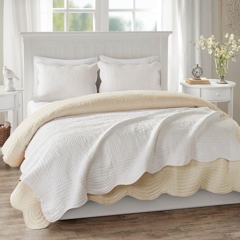 Journey Oversized Quilted Throw with Scalloped Edges