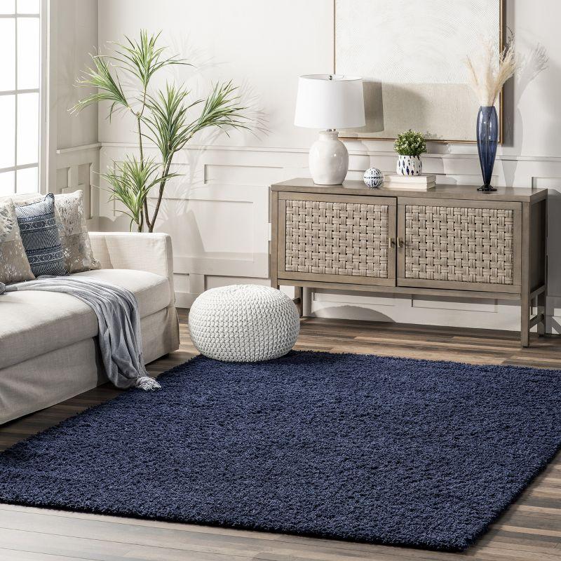 Nuloom Marleen Solid 2x3 Accent Shag Indoor Area Rug for Living Room Bedroom Dining Room Nursery Entryway, Navy