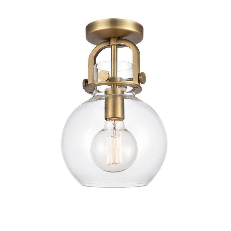 Newton Sphere Brushed Brass Glass Globe Flush Mount Light