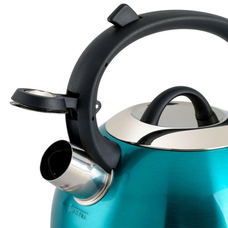 Mr. Coffee Flintshire 1.75 Quart Whistling Stovetop Tea Kettle in Turquoise