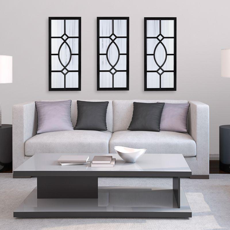 13" x 30" Cassat Framed Wall Accent Mirror Black - Kate and Laurel: Modern Glossy Finish, No Assembly Required