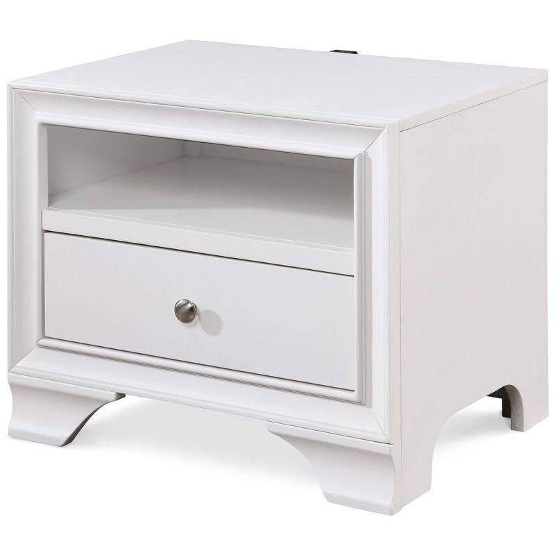 Edmond 1 Drawer Nightstand with USB White - ClickDecor