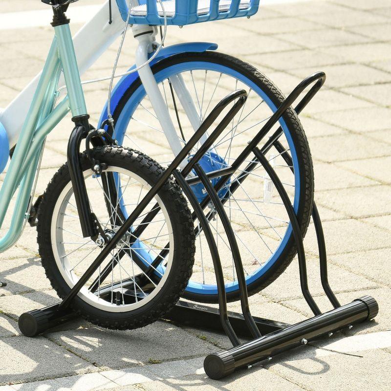 Black Steel 2-Bike Adjustable Floor Stand Rack