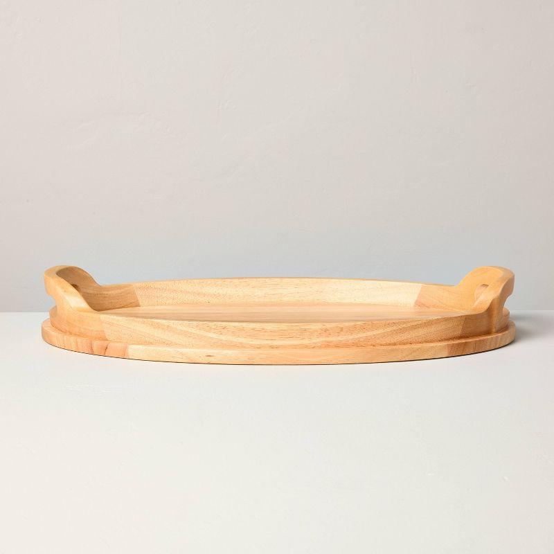 18" Round Rubberwood Serving Tray with Handles - Hearth & Hand™ with Magnolia