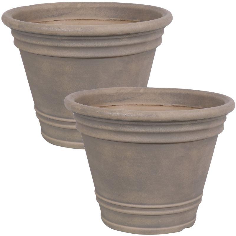 Franklin 21" Beige Polyresin Weather-Resistant Indoor/Outdoor Planter Set