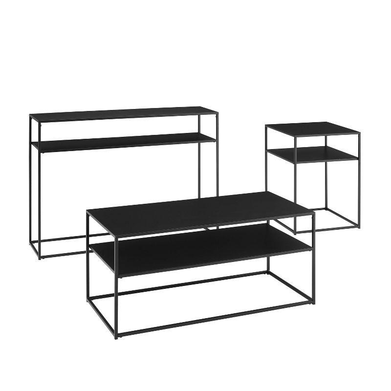 Braxton 3-Piece Matte Black Steel Coffee Table Set