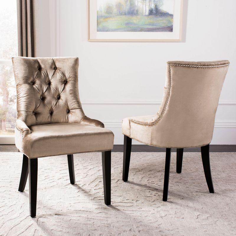 Abby 19" H Tufted Dining Chair With Nail Head Trim (Set of 2) - MCR4701 - Antique Sage - Safavieh Couture