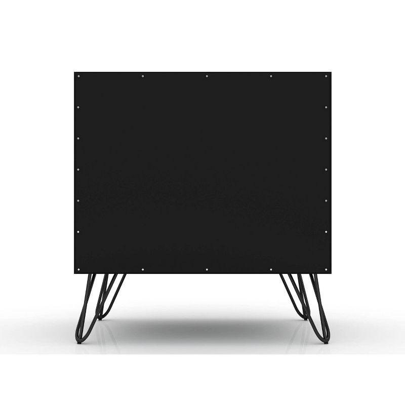 Set of 2 Rockefeller 2 Drawer Nightstands Black - Manhattan Comfort: Modern Bedside Storage Furniture