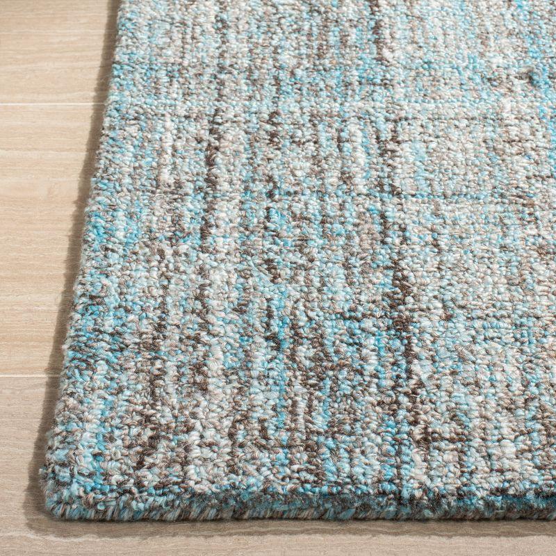 Abstract Blue Harmony 4' Square Hand-Tufted Wool Blend Rug