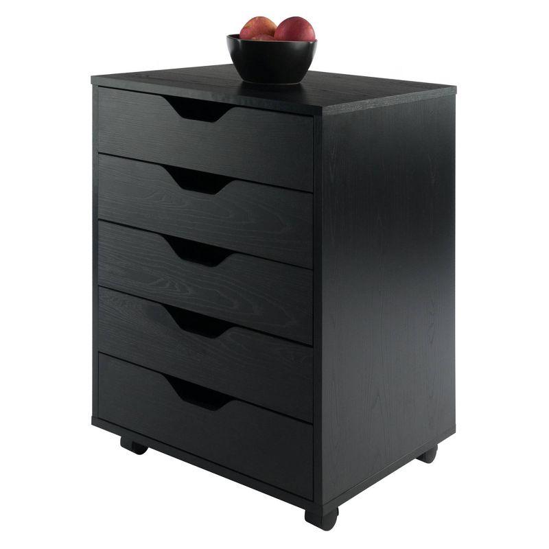 Halifax 5 Drawer Cabinet with Casters Black - Winsome