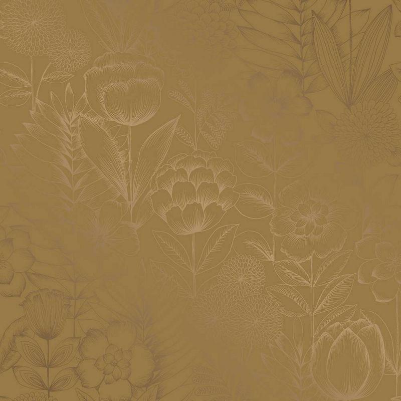 Tempaper & Co. Homestead Floral Removable Peel and Stick Wallpaper, Metallic Marigold, 28 sq. ft.: Vinyl, Self-Adhesive, Washable