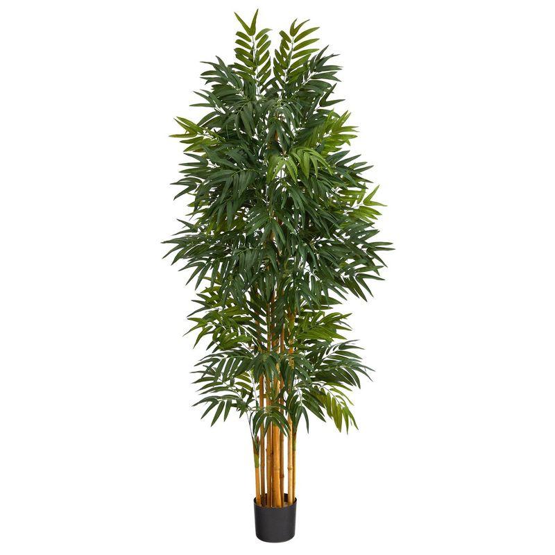 69" Green Silk and Plastic Potted Palm Floor Plant