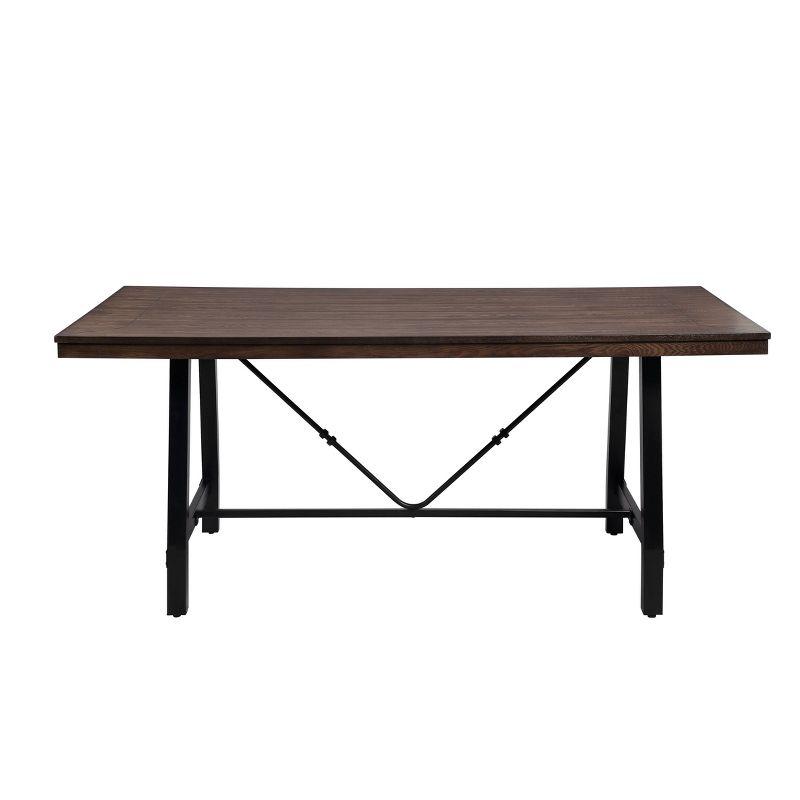 Acme Furniture 72" Mariatu Dining Table Oak/Black Finish: Trestle Base, Seats 6, Wood Composite