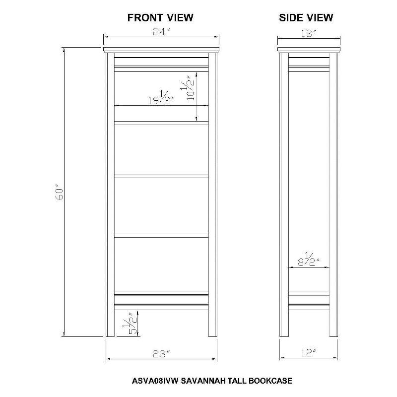 Savannah 63'' Ivory and Natural Wood Adjustable Tall Bookcase